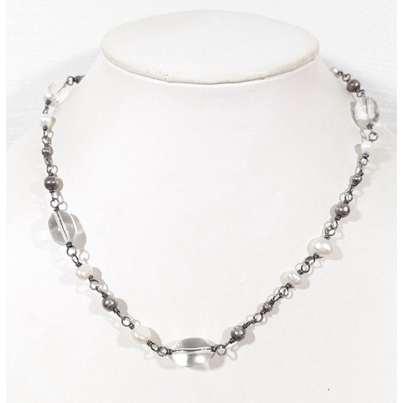 Silpada Jewelry - Silpada Retired 925 Clear Rock Crystal White Pearl‎ Necklace 18 in